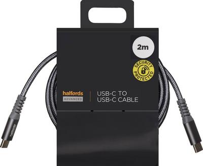 Halfords USB-C to USB-C Cable 2m Charcoal Halfords USB-C to USB-C Cable 2m Charcoal