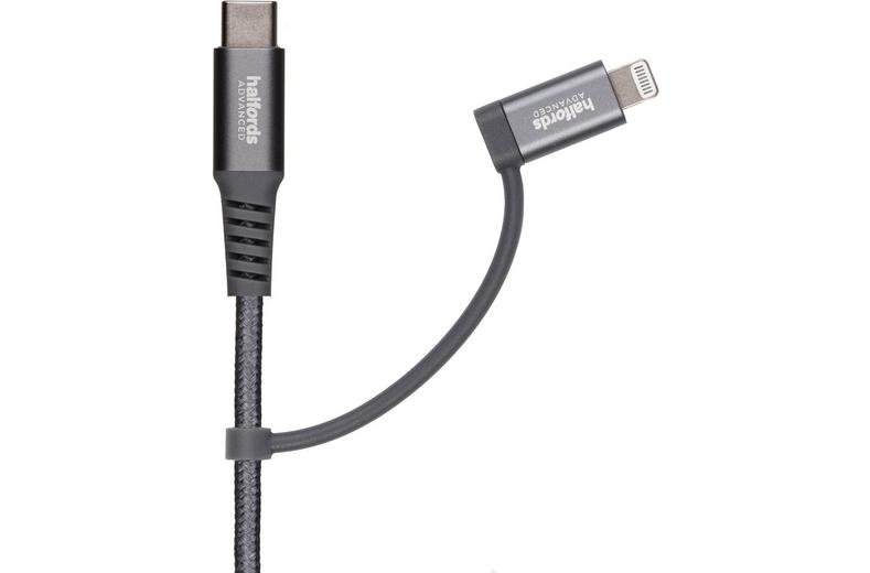 Halfords USB-C-USB-C&Lightning 1.2m Charcoal Halfords USB-C-USB-C&Lightning 1.2m Charcoal