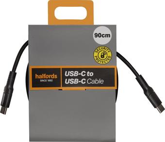 Halfords USB-C to USB-C Cable 90cm Black