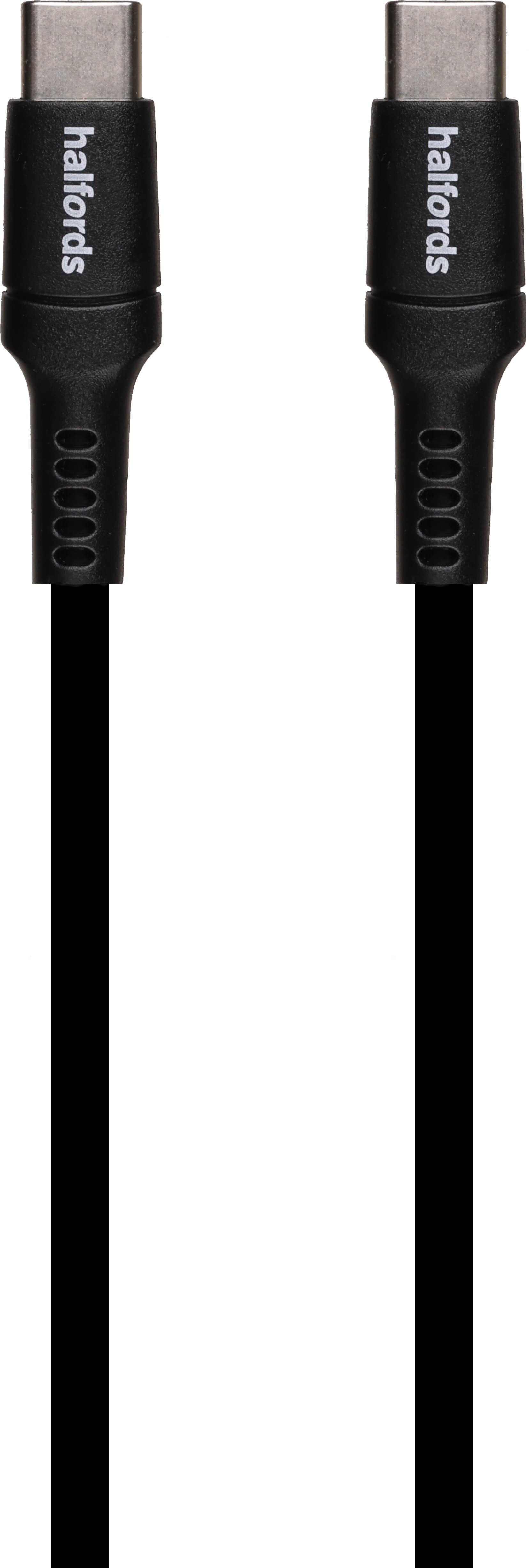 Halfords USB-C to USB-C Cable 90cm Black