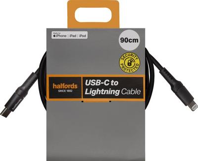 Halfords USB-C to Lightning Cable 90cm Black Halfords USB-C to Lightning Cable 90cm Black