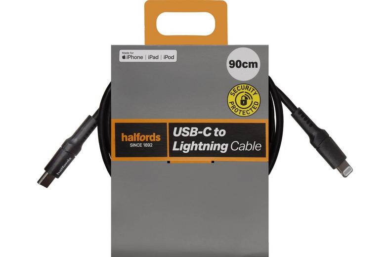 Halfords USB-C to Lightning Cable 90cm Black Halfords USB-C to Lightning Cable 90cm Black