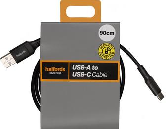 Halfords USB-A to Micro USB Cable 90cm Black