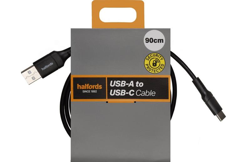 Halfords USB-A to Micro USB Cable 90cm Black Halfords USB-A to Micro USB Cable 90cm Black