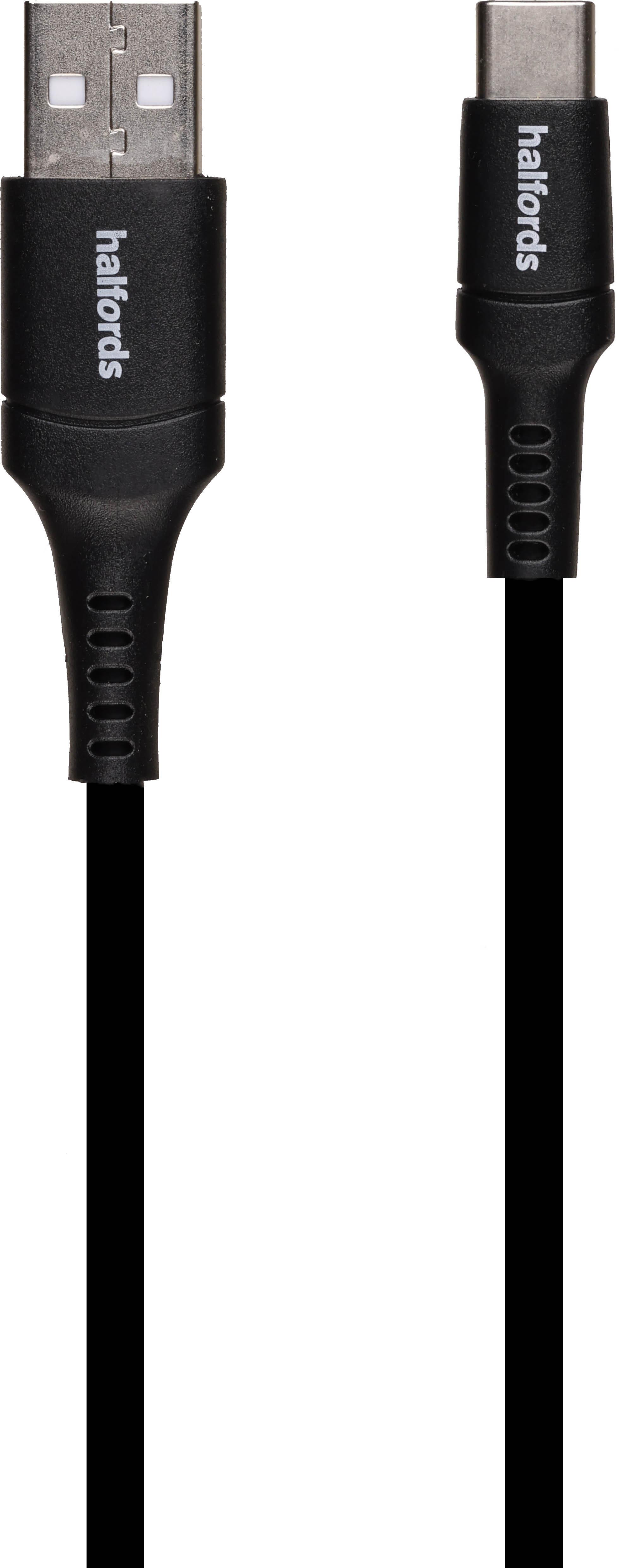 Halfords USB-A to Micro USB Cable 90cm Black