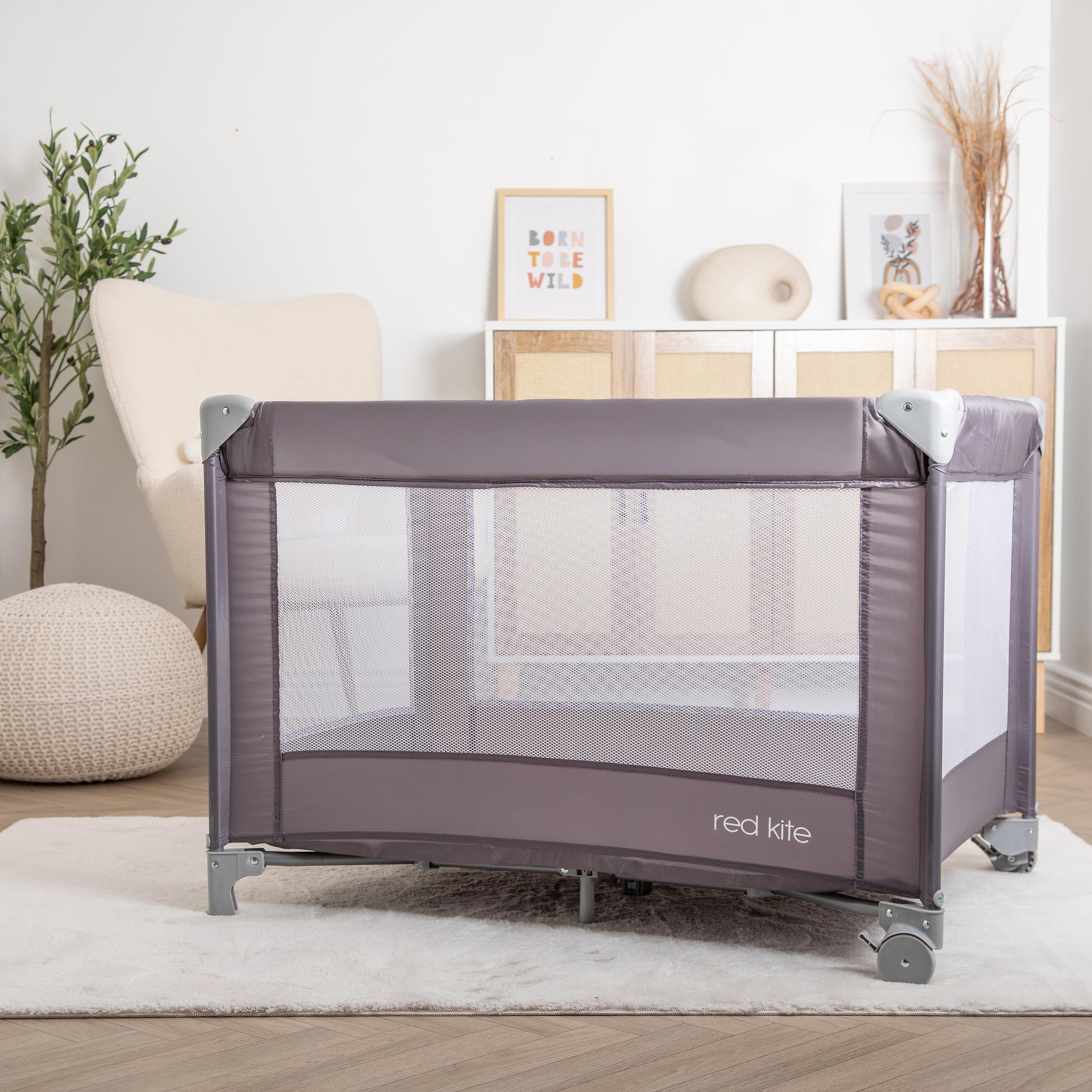 Red Kite Sleeptight Travel Cot - Grey