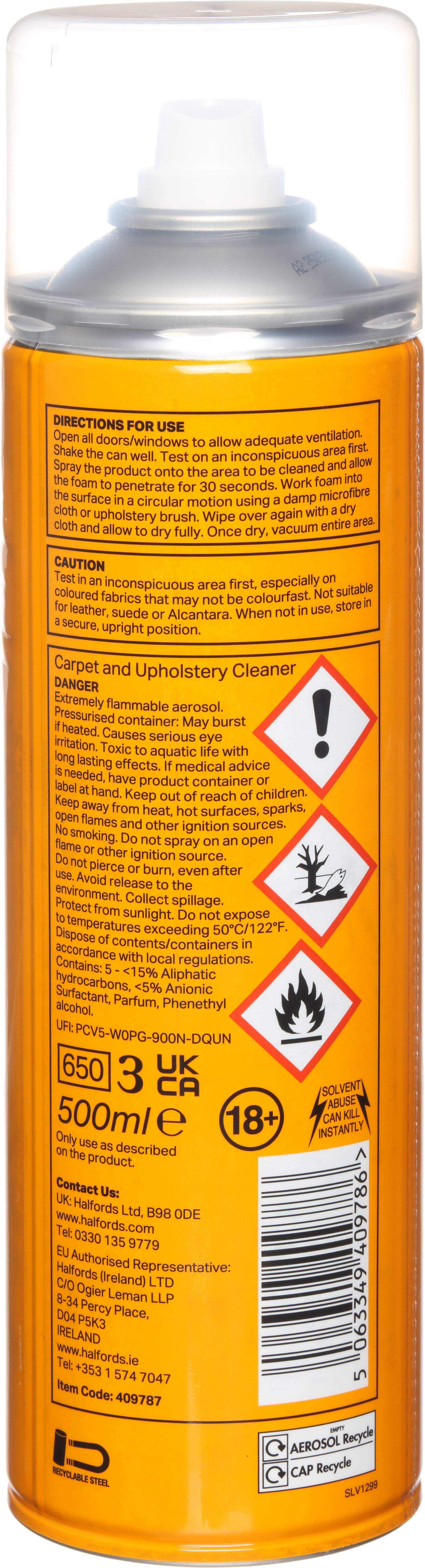 Halfords Carpet and Upholstery Cleaner Aerosol 500ml