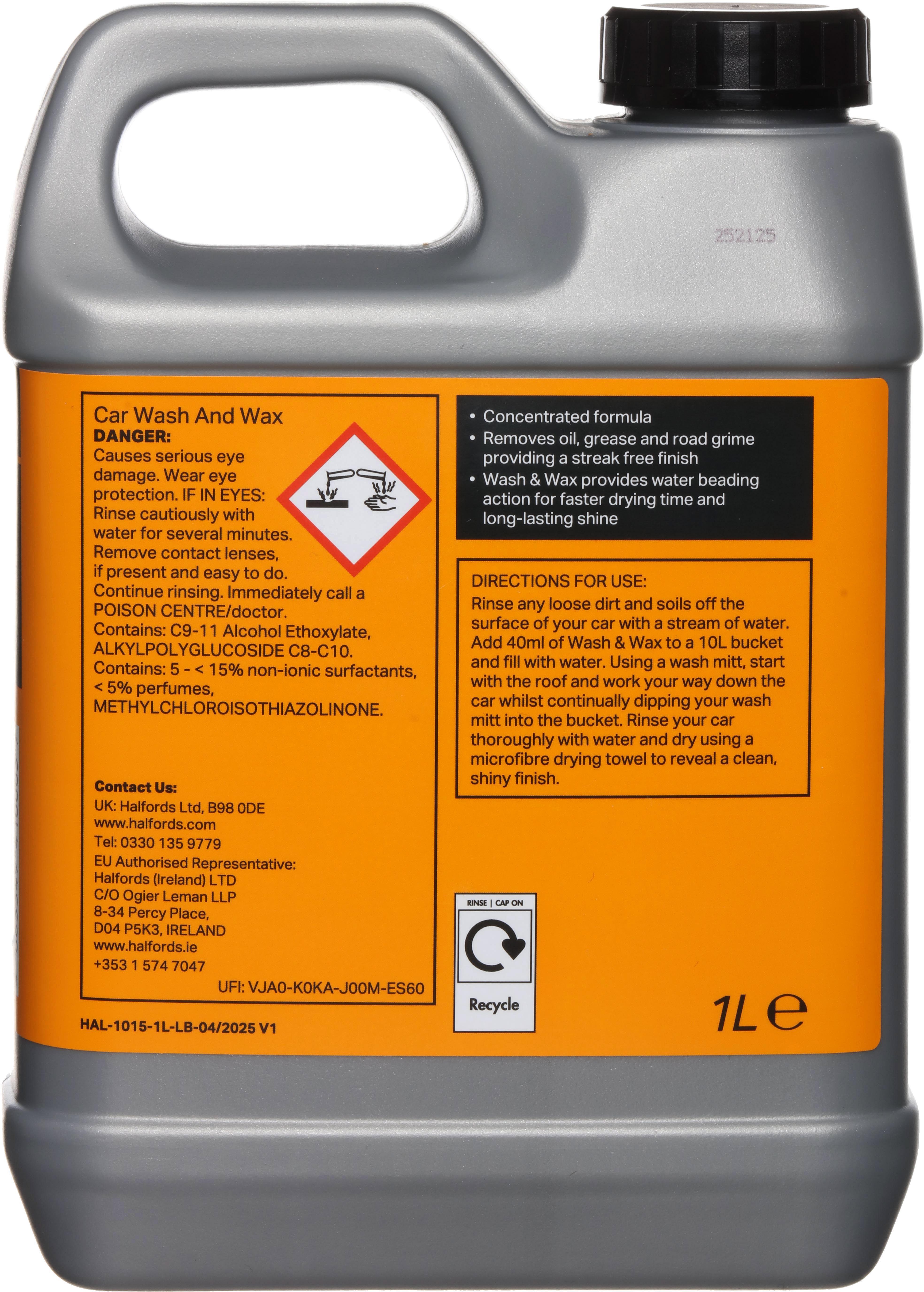 Halfords Car Wash and Wax 1L