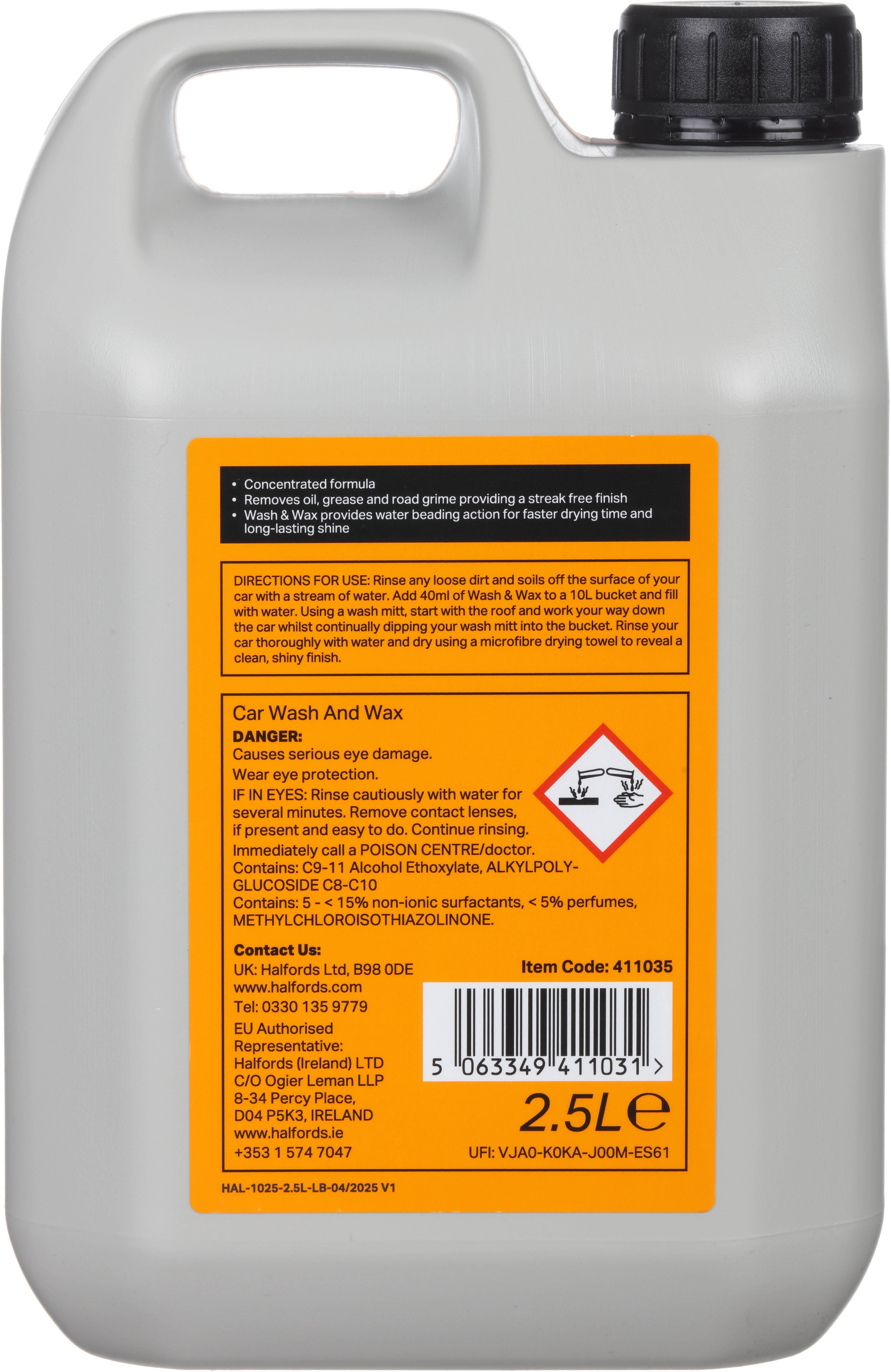 Halfords Car Wash and Wax 2.5L