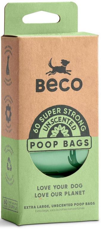 Beco Poop Bags Unscented x 60 bags on rolls
