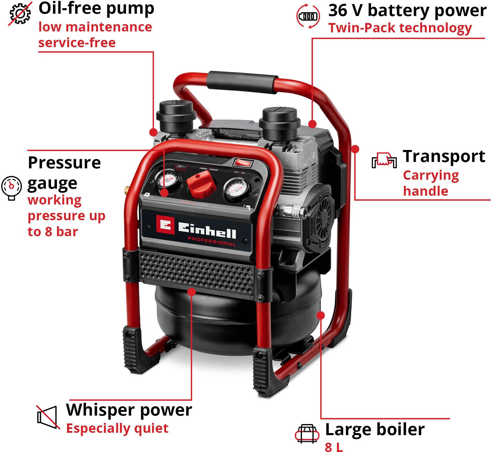 Einhell SILENZZO 8L Cordless Air Compressor