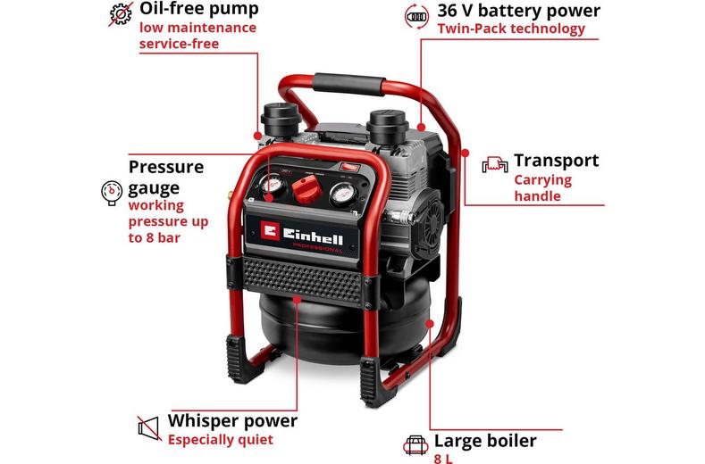 Einhell SILENZZO 8L Cordless Air Compressor Einhell SILENZZO 8L Cordless Air Compressor