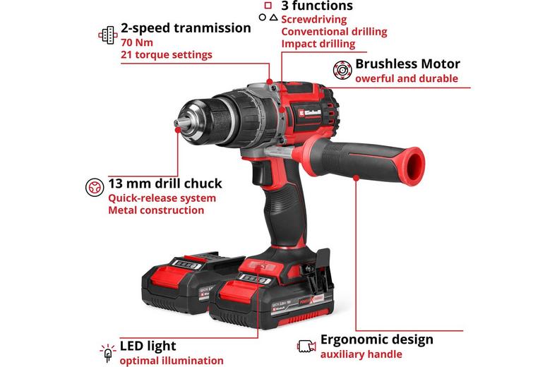 Einhell Pro 18V 70Nm Combi Drill Kit 2,0Ah Einhell Pro 18V 70Nm Combi Drill Kit 2,0Ah