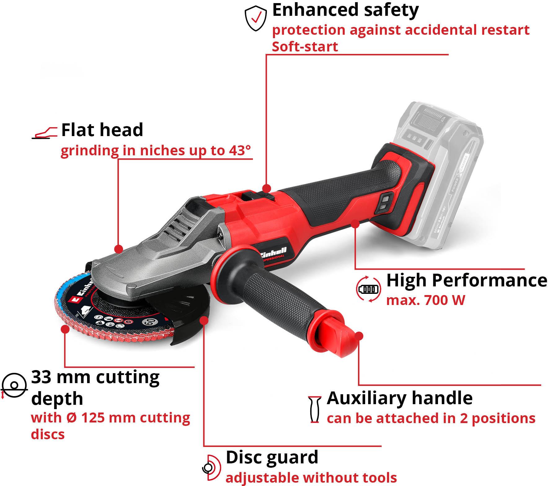 Einhell Pro 18V Cordless Flat Angle Grinder