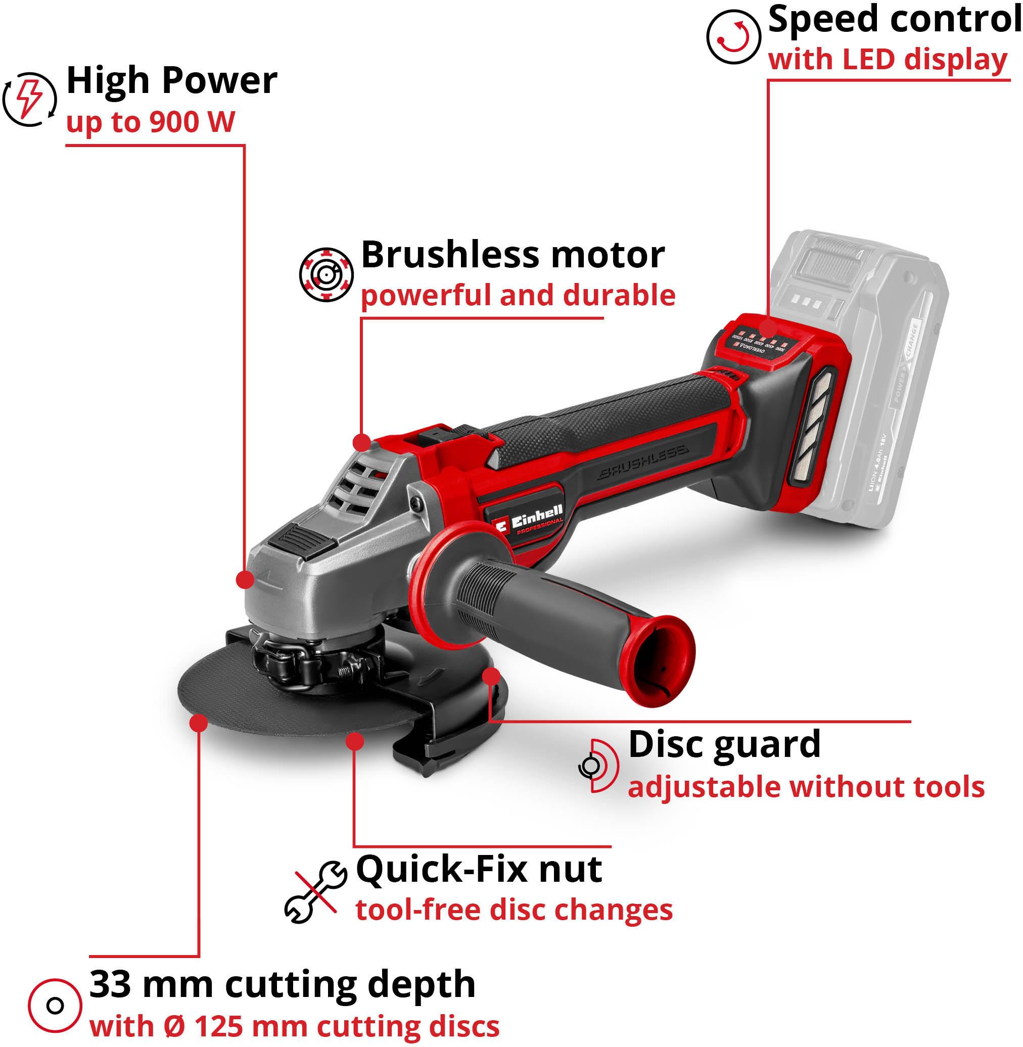 Einhell Pro 18V 900W Cordless Angle Grinder