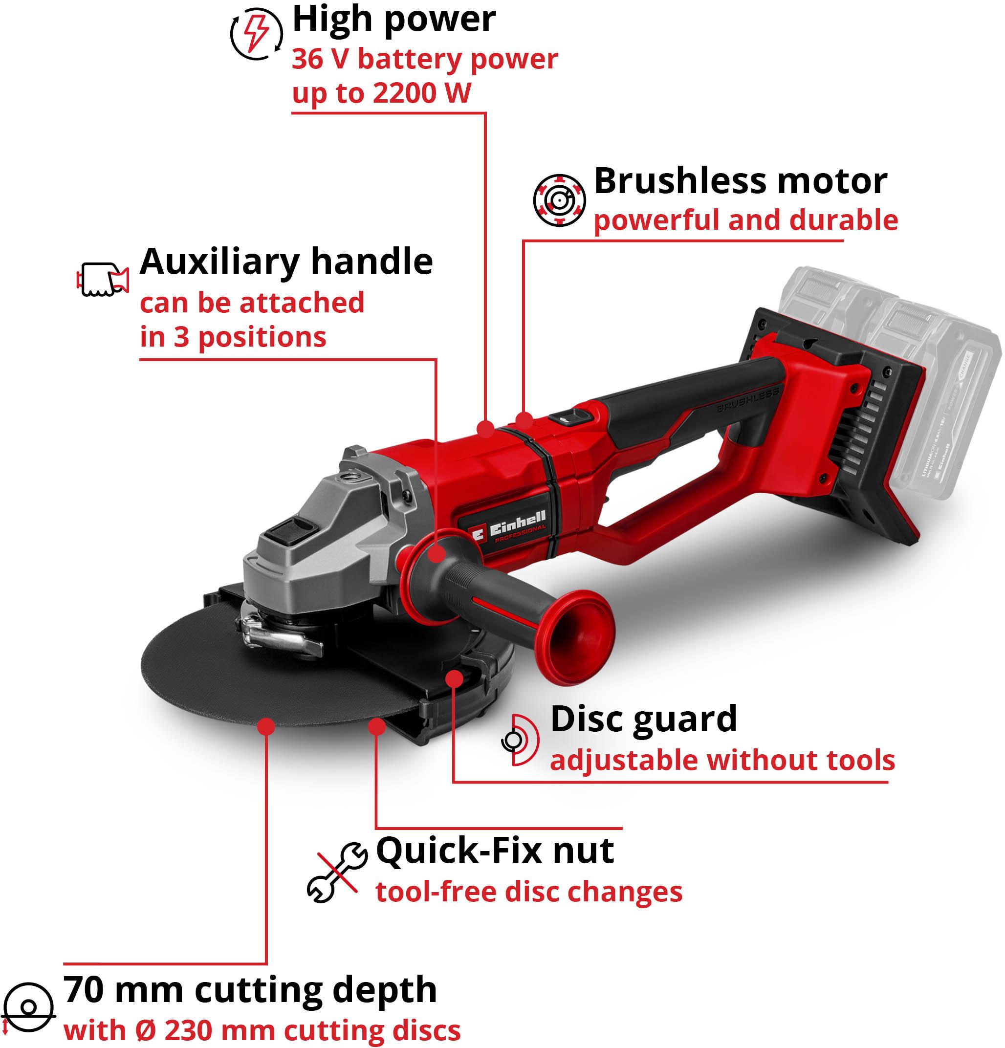 Einhell Pro AXXIO 36V 230mm Angle Grinder