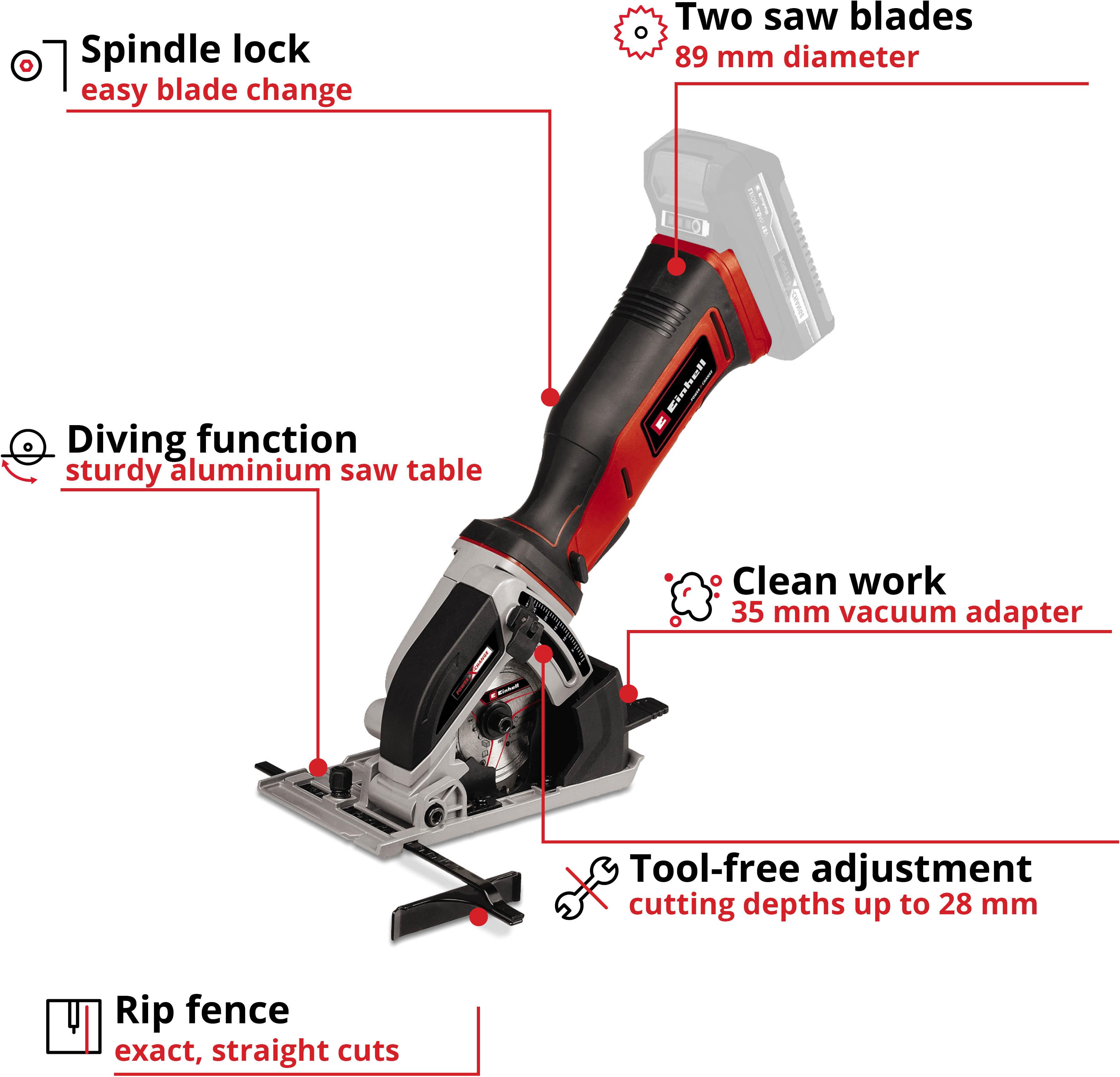 Einhell 89mm Cordless Mini Circular Saw