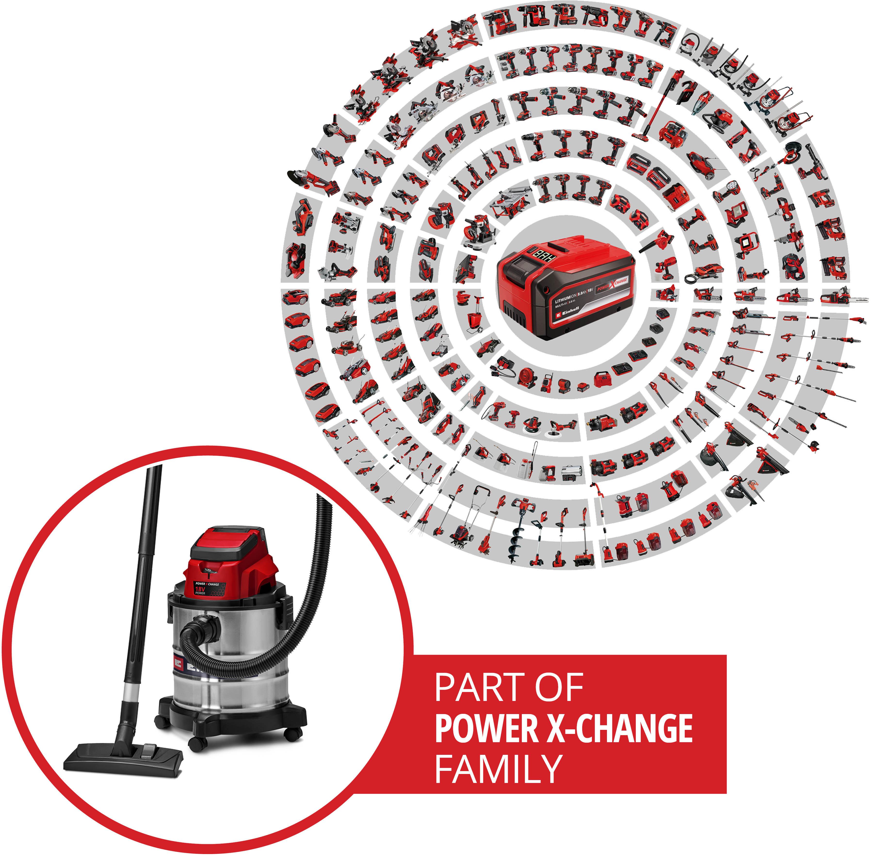 Einhell 20L Stainless Steel Cordless Wet & Dry Vacuum Cleaner