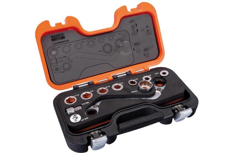 Bahco S Type Ratchet Ring Wrench & Adaptor Set Bahco S Type Ratchet Ring Wrench & Adaptor Set