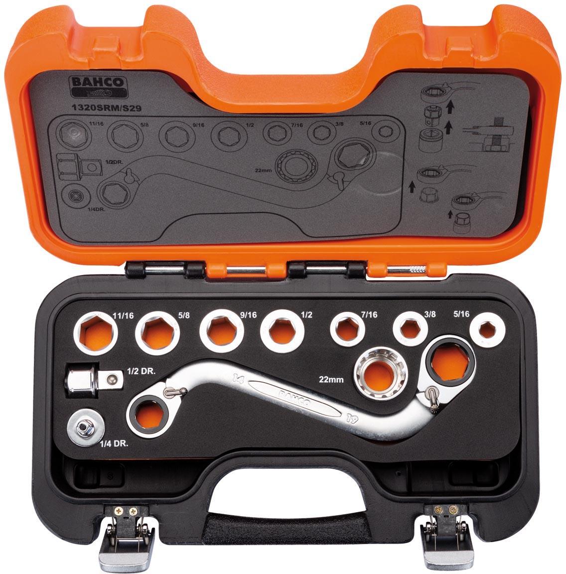 Bahco S Type Ratchet Ring Wrench & Adaptor Set