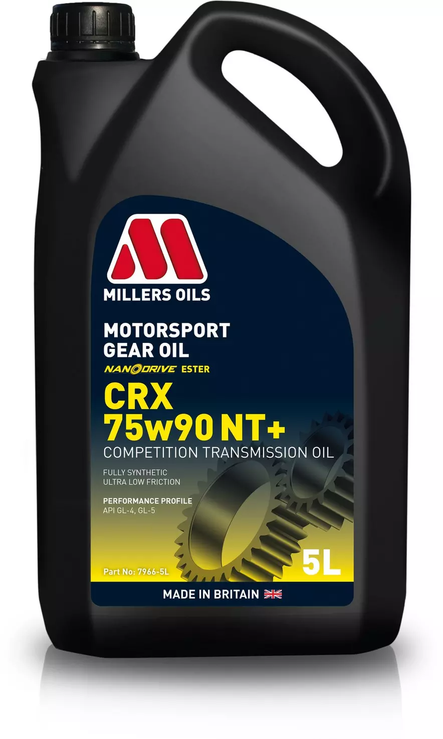 Millers Oils CRX 75w90 NT+ Competition fully synthetic transmission oil.