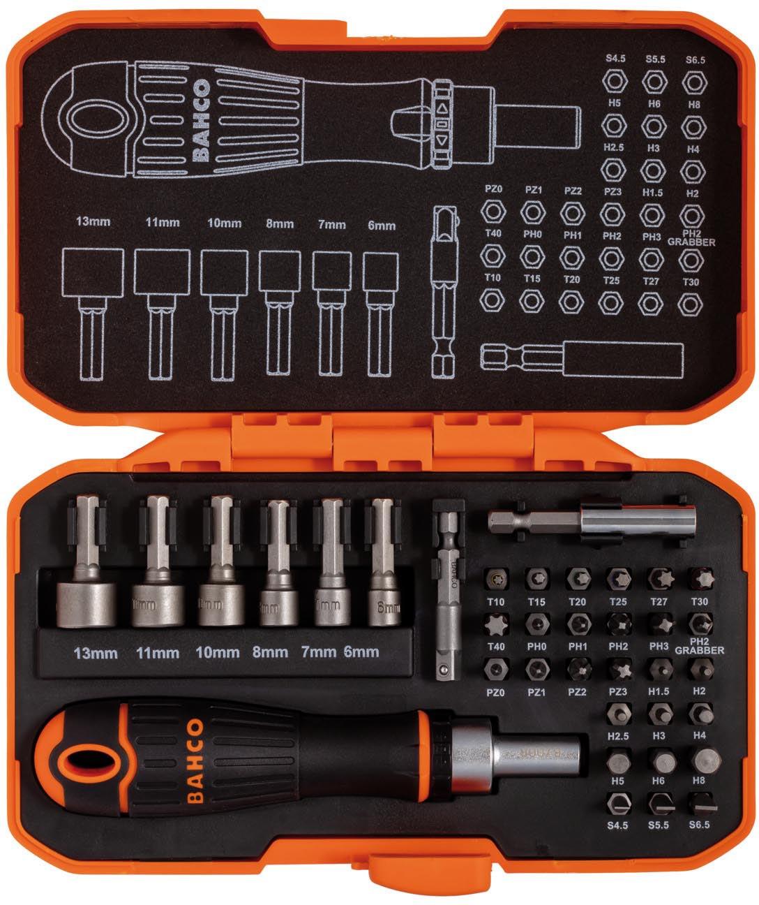 36PC RATCHETING COLOURED BIT SET