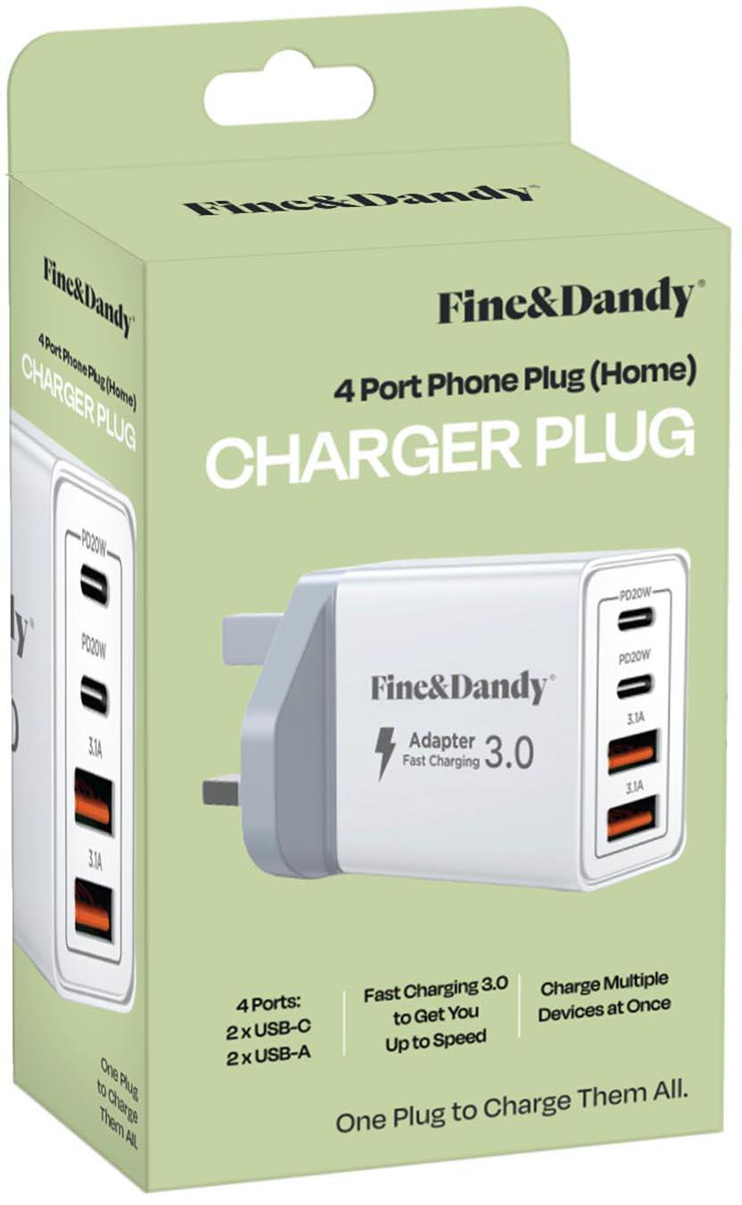 Fine & Dandy 4-Port Phone Charger Plug (Home)