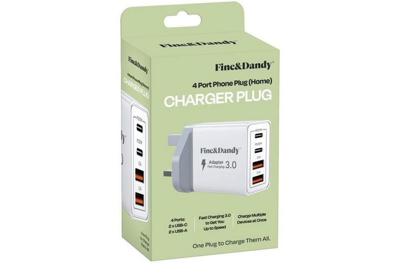 Fine & Dandy 4-Port Phone Charger Plug (Home) Fine & Dandy 4-Port Phone Charger Plug (Home)