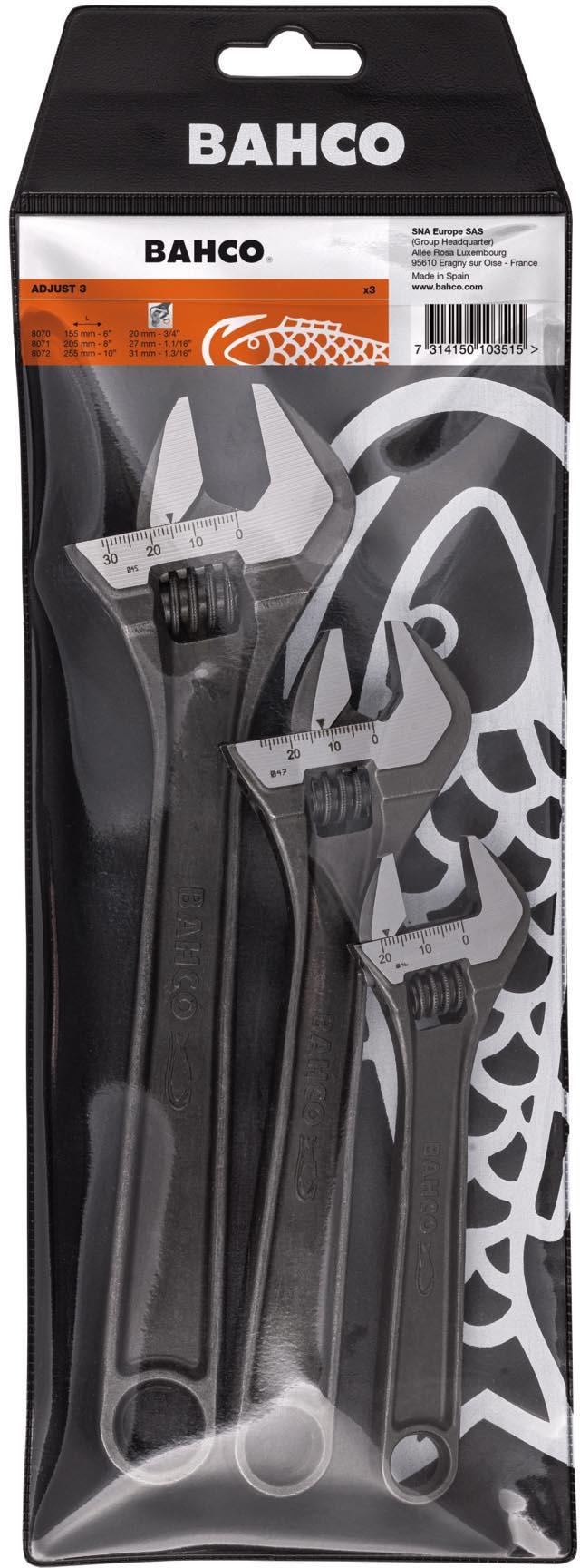 Bahco 3Pc Adjustable Wrench Set