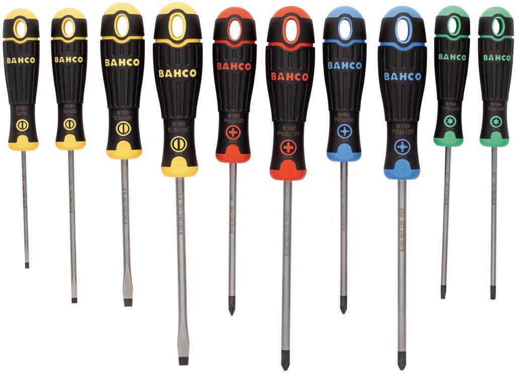 BAHCO 10PC COLOURED HANDLE S/DRIVER SET