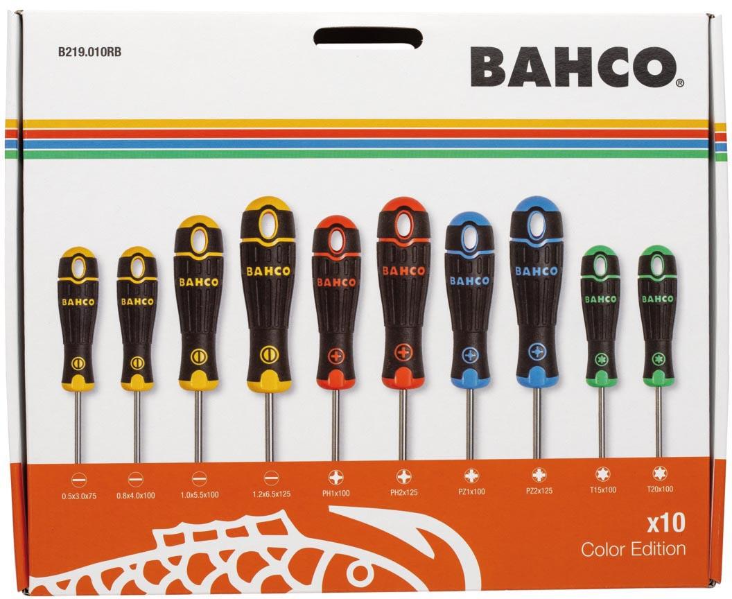 BAHCO 10PC COLOURED HANDLE S/DRIVER SET