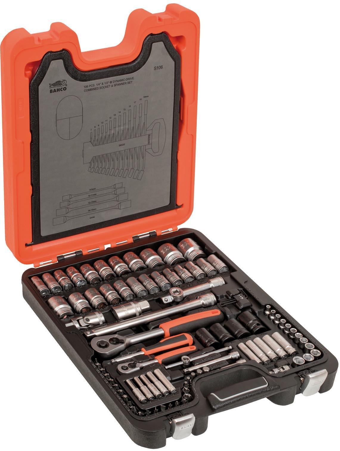 BAHCO S106 SOCKET SET 106PC 1/4 & 1/2IN DR