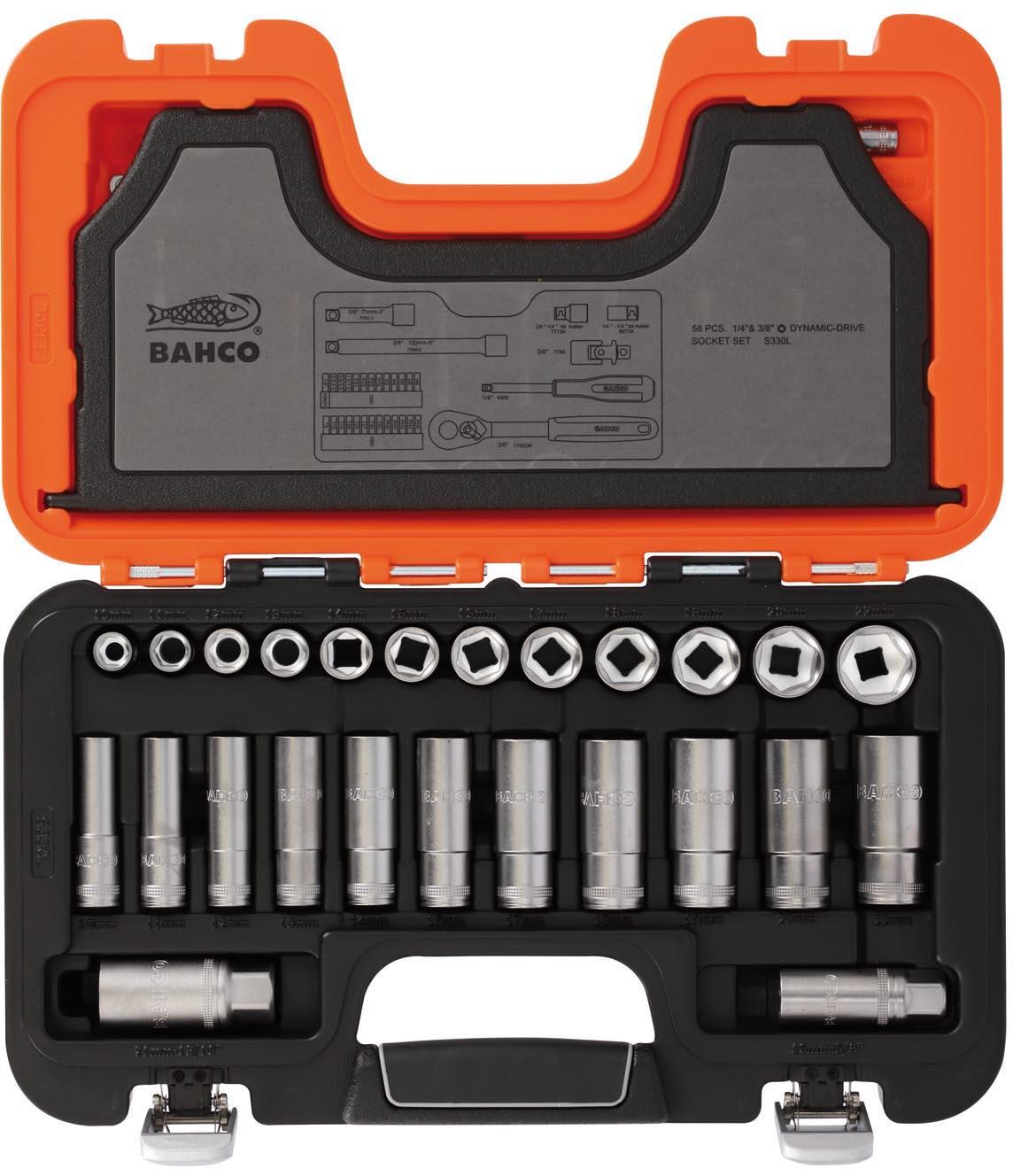 BAHCO S330L SOCKET SET 53PC MM 1/4&3/8SD DEEP