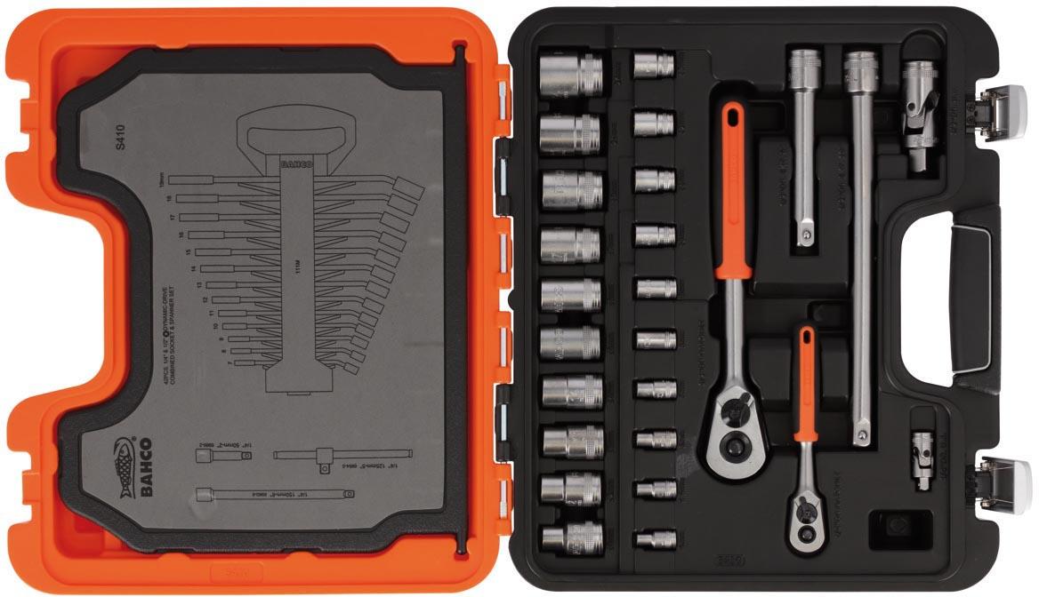 BAHCO S410 SOCKET SET 41PC 1/4IN & 1/2SQDR