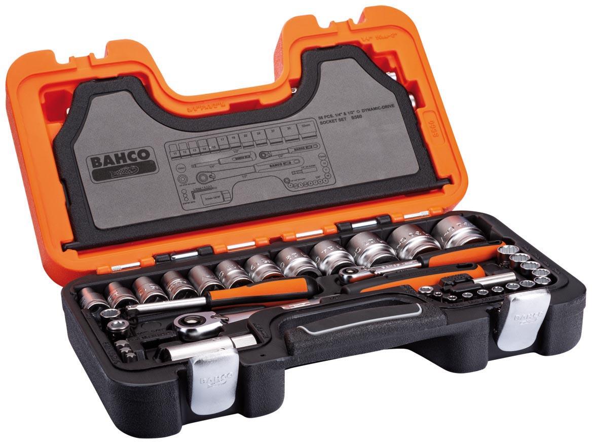 BAHCO S560 SOCKET SET 56PC 1/4IN & 1/2SQDR