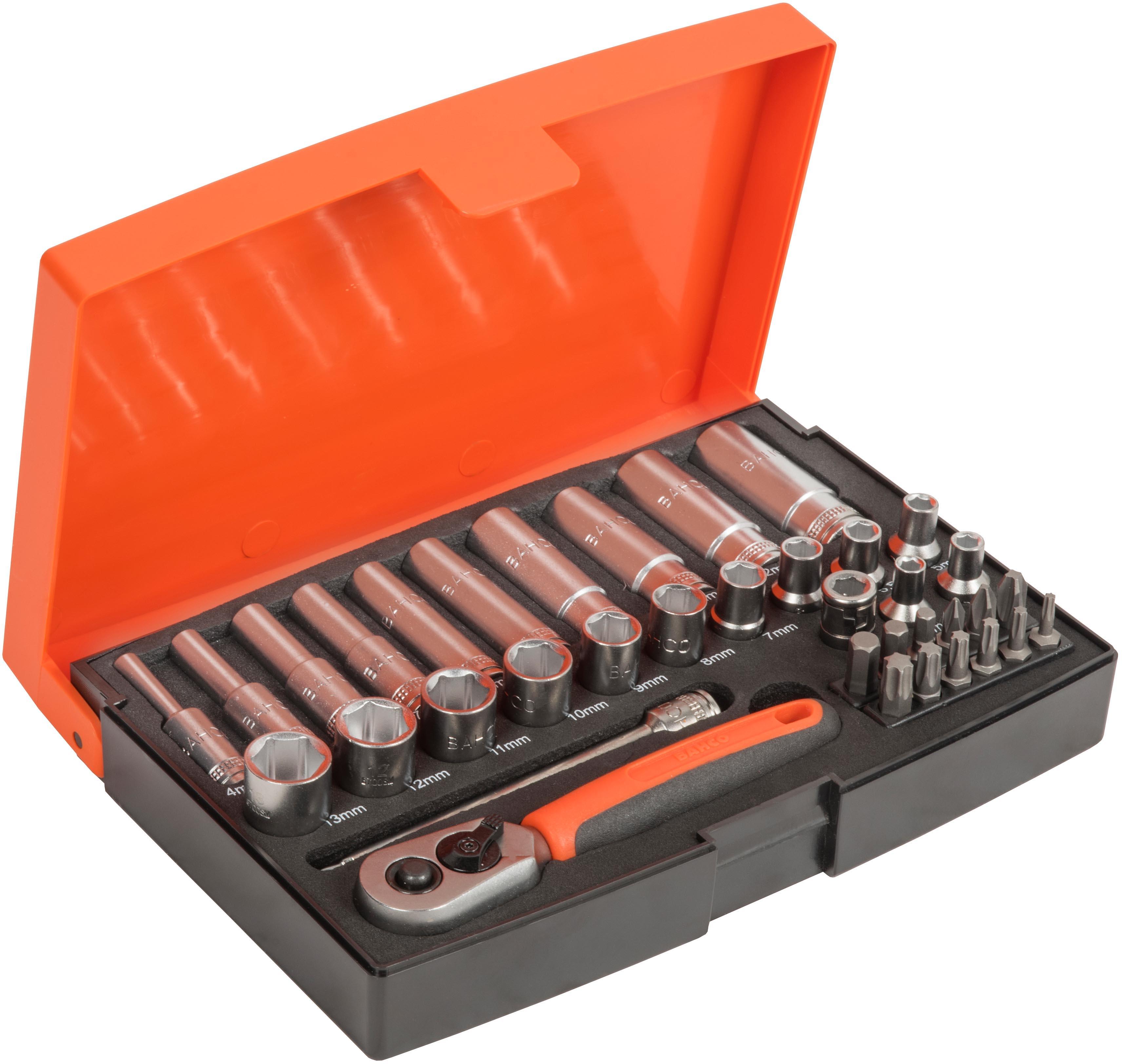 BAHCO SL25L SOCKET SET 37PC 1/4SQDR MM DEEP