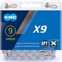 Halfords KMC X9 EPT 9 Speed Chain, Silver, 114L | Extra 8% off for BC Members