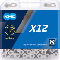 Halfords KMC X12 12 Speed Chain Silver/Black, 126L | Extra 8% off for BC Members