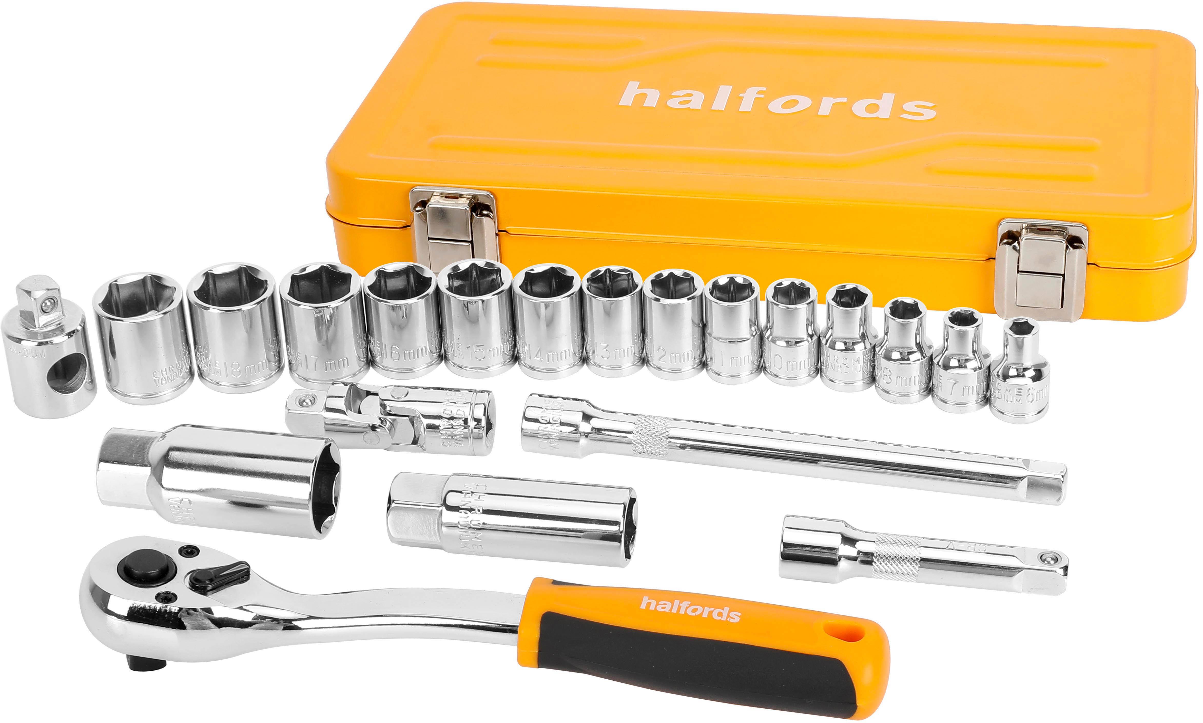HALFORDS 21PC 3/8" SOCKET TIN
