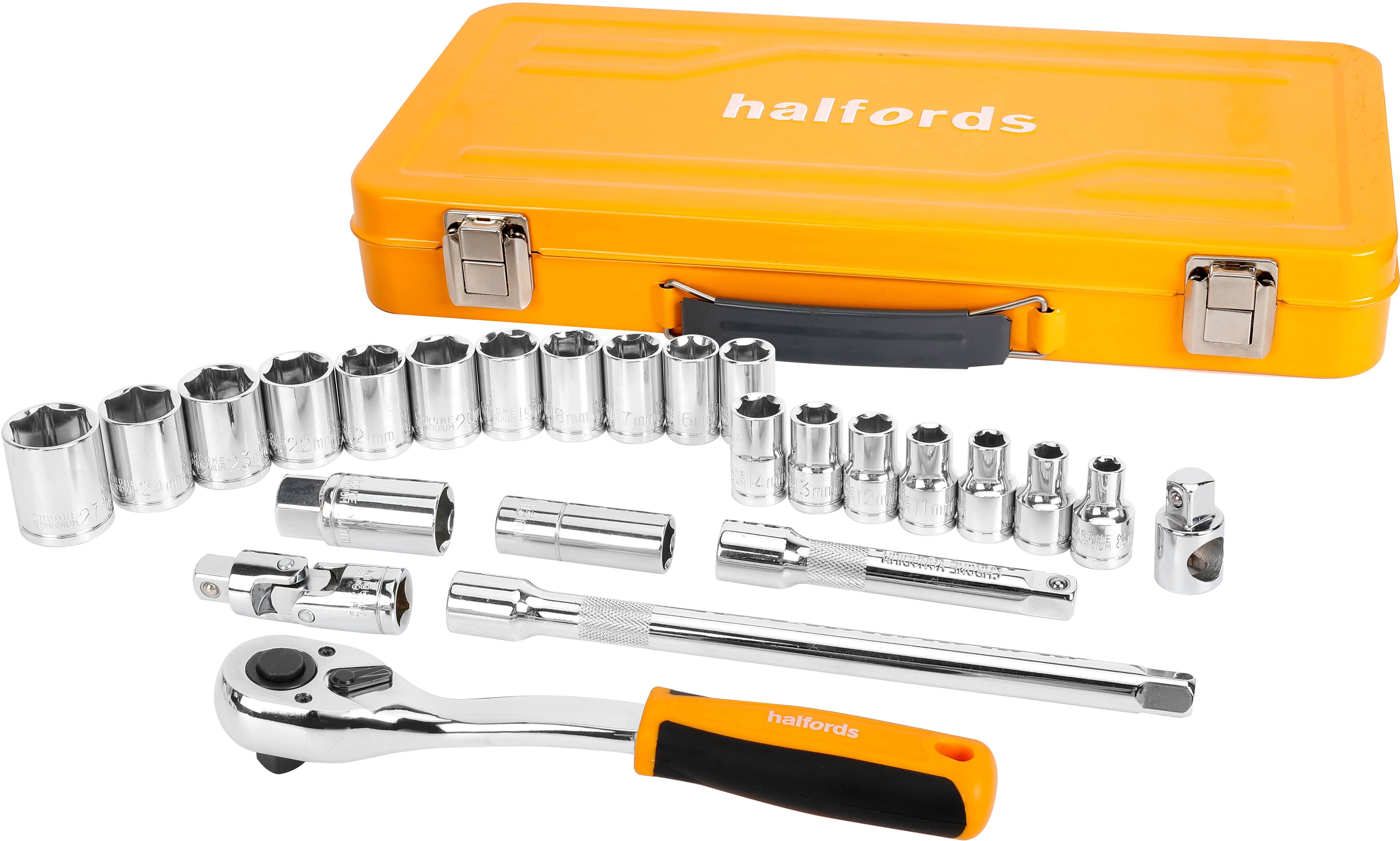 HALFORDS 25PC 1/2" SOCKET TIN