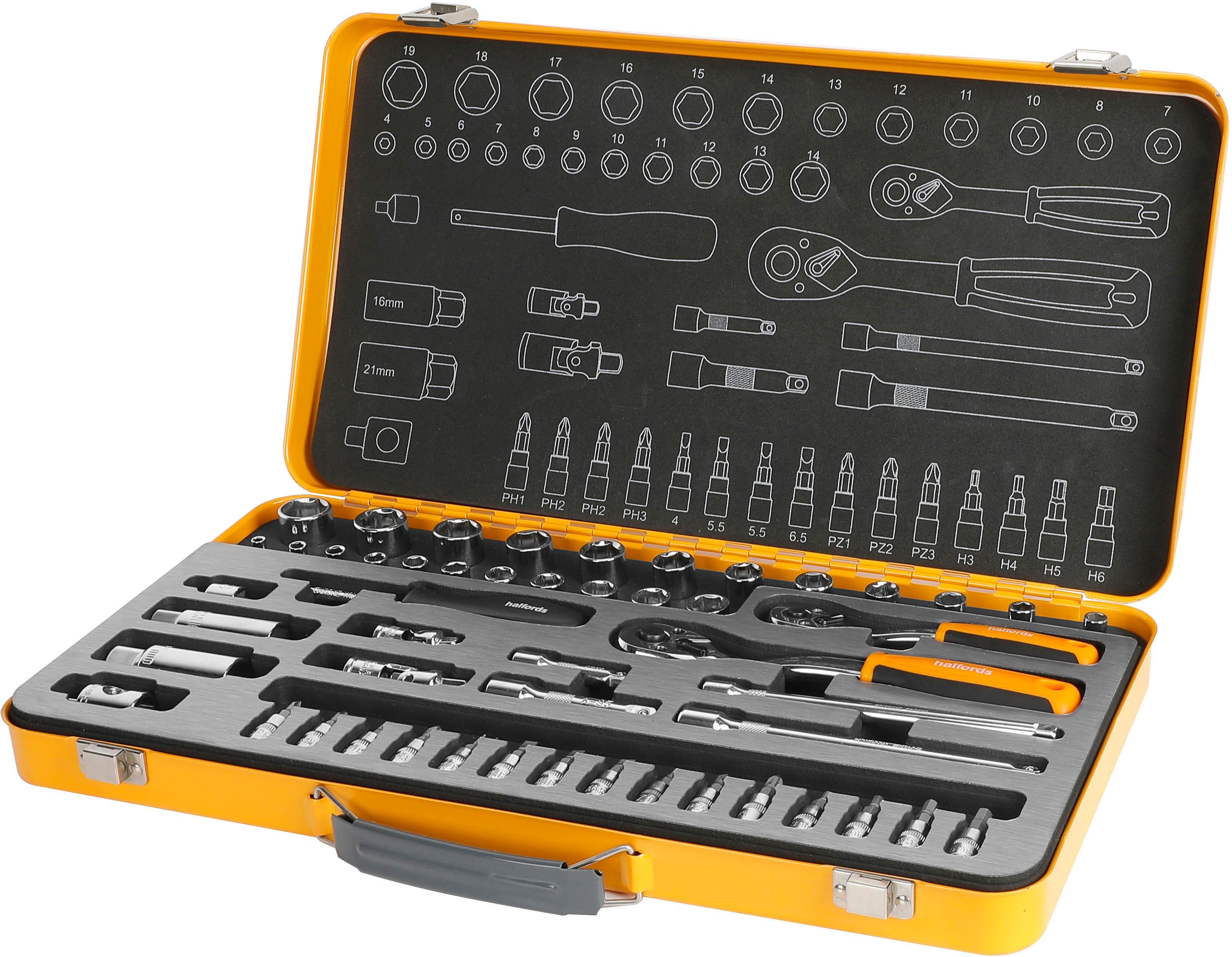 HALFORDS 51PC 1/4" & 3/8" SOCKET TIN