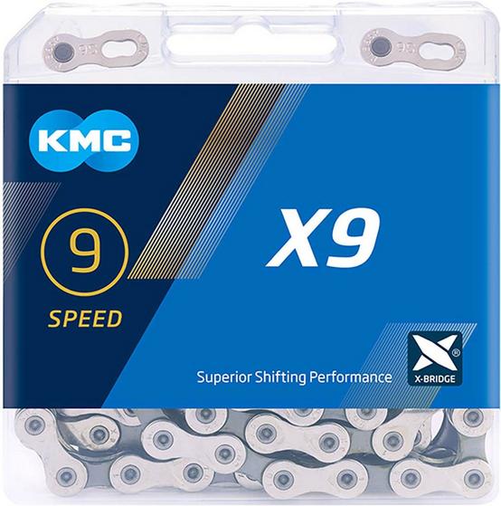 KMC X9 9 Speed Chain Silver Grey 114L Halfords UK