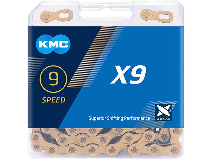 KMC X9 Ti-N 9 Speed Chain, Gold, 114L
