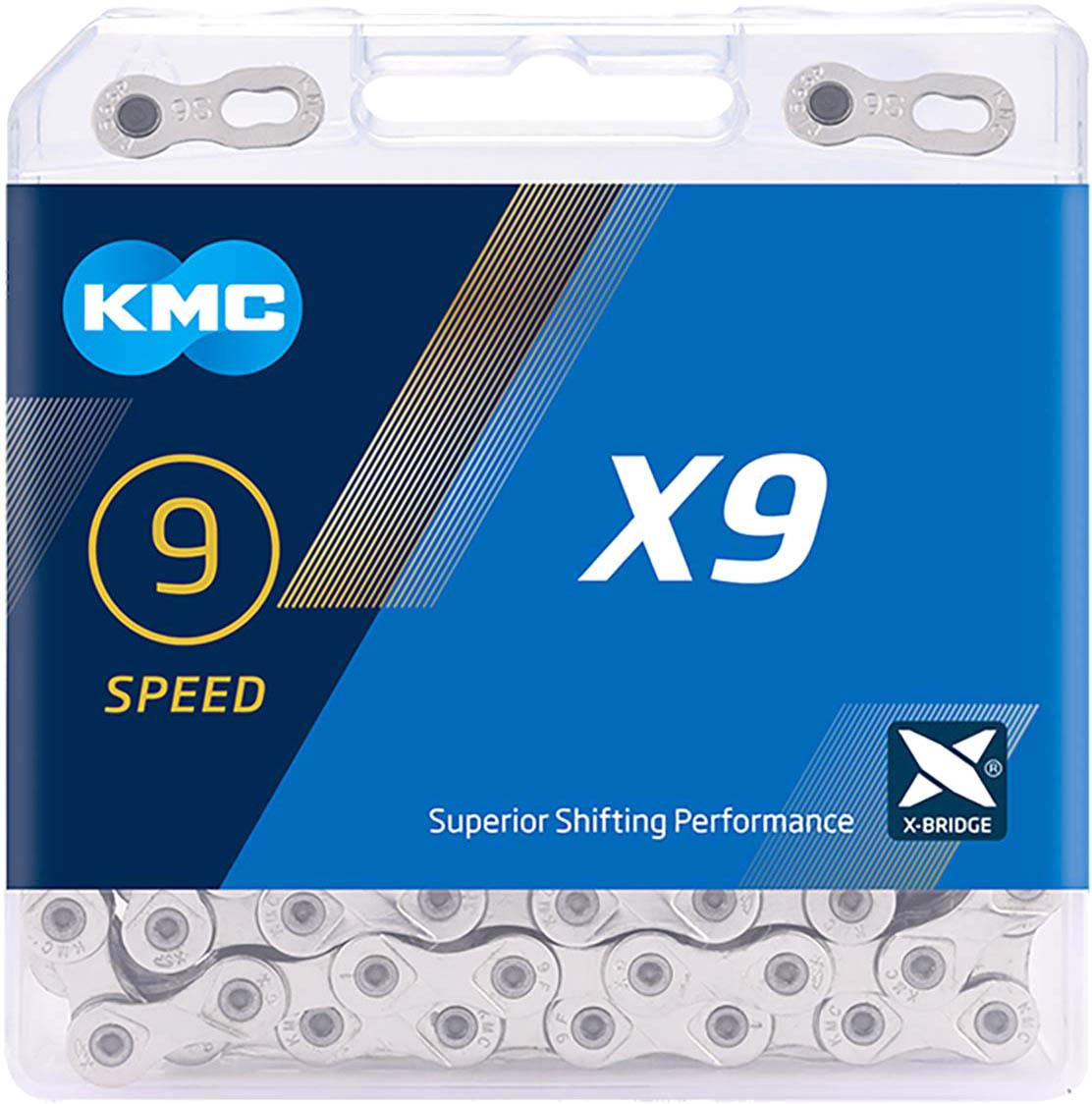 KMC X9 9 Speed Chain, Silver, 114L Halfords UK