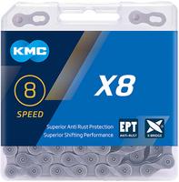 Halfords KMC Kmc X8 6/7/8 Speed Chain, Silver, 114L | Extra 8% off for BC Members