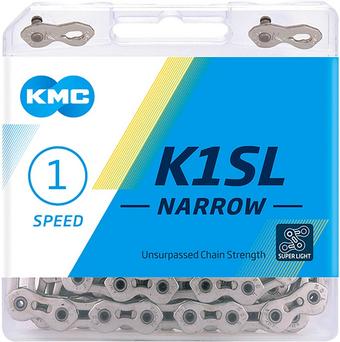 KMC K1SL Narrow Single Speed Chain, Silver, 100L