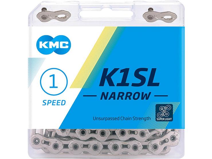 KMC K1SL Narrow Single Speed Chain, Silver, 100L