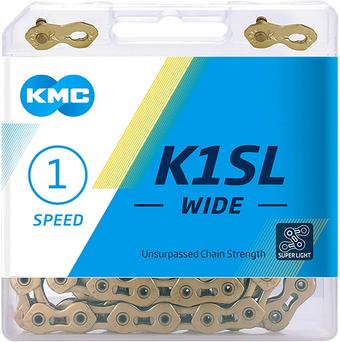 KMC K1SL Wide Ti-N Single Speed Chain, Gold, 100L
