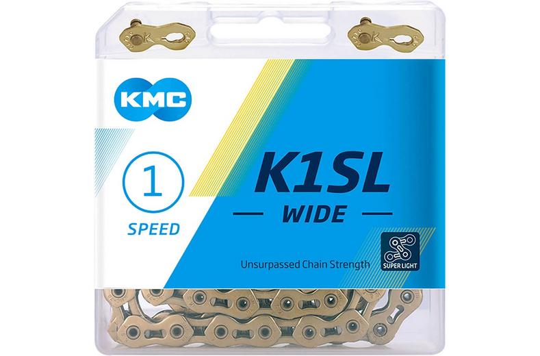 KMC K1SL Wide Ti-N Single Speed Chain, Gold, 100L KMC K1SL Wide Ti-N Single Speed Chain, Gold, 100L