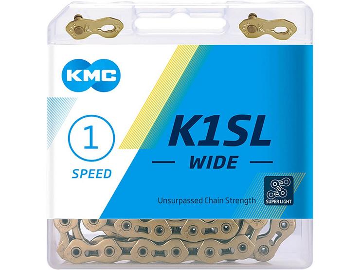 KMC K1SL Wide Ti-N Single Speed Chain, Gold, 100L